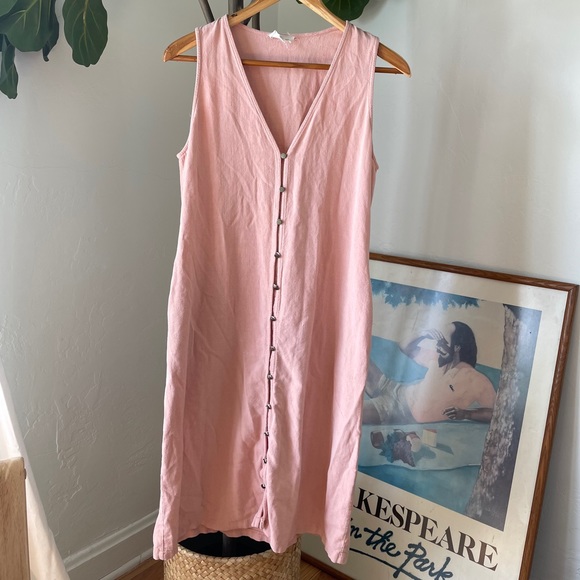 Blush Pink Button Down Dress - Picture 6 of 9